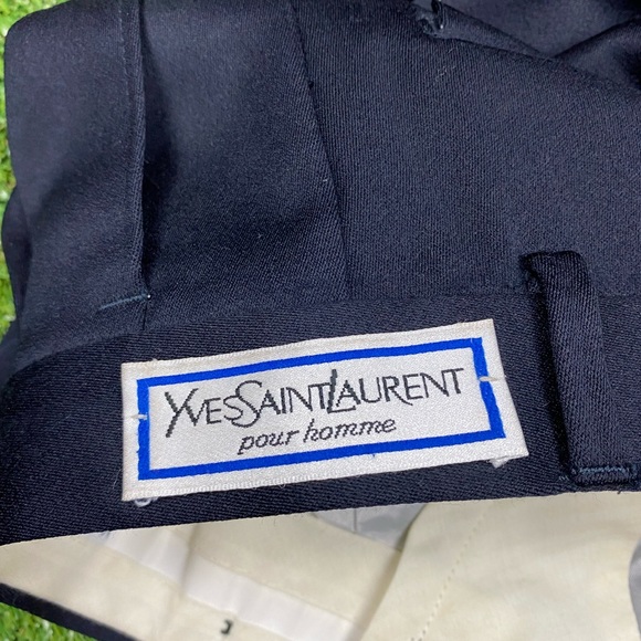 Vintage YSL Yves Saint Laurent 100% wool trousers in navy blue colour - Picture 2 of 14
